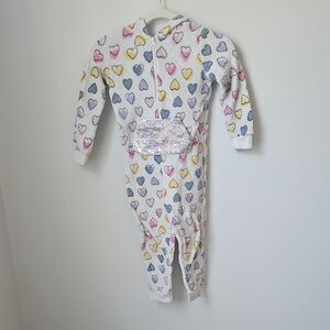 Bmagical Heart Print Onesie with Sequin Detail